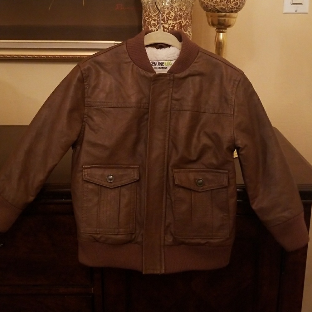 Faux leather bomber jacket lined.